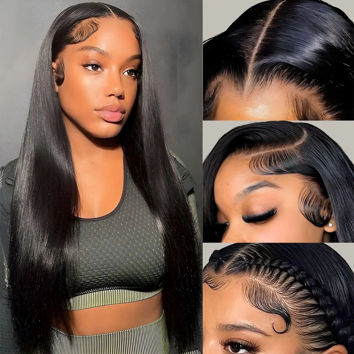 Straight Lace Front Wigs Human Hair 180% Density 13x4 HD Lace Front Wigs for Black Women 34inch Pre Plucked with Baby Hair Transparent Glueless Brazilian Straight Lace Frontal Wigs Natural HairLine
