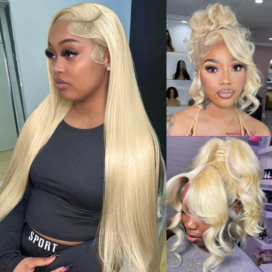 Alielaine 360 Lace Front Wigs Human Hair 613 long Lace Front Wig Human Hair straight Full Lace Human Hair Wigs 200 Density HD Lace Front Wigs 22 inch