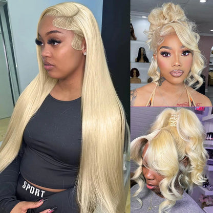 Alielaine 360 Lace Front Wigs Human Hair 613 long Lace Front Wig Human Hair straight Full Lace Human Hair Wigs 200 Density HD Lace Front Wigs 22 inch